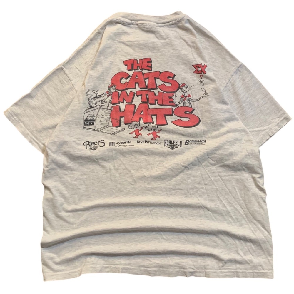 Vintage 1994 SEMO Sigma Chi Cats In The Hats Hanes Beefy-T T-Shirt Gray XL USA
